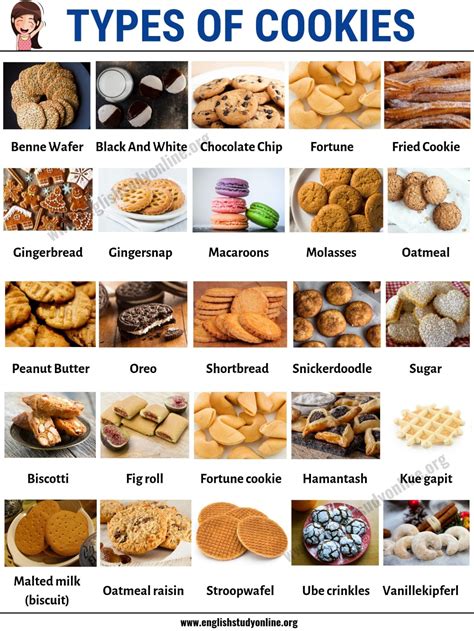 What are 10 types of cookies?